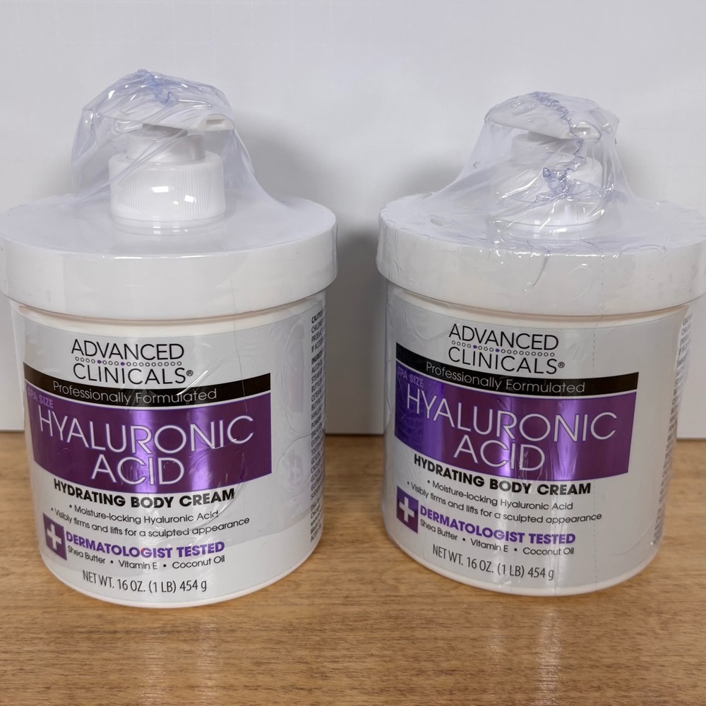 2 PACK Advanced Clinicals Hyaluronic Acid Hydrating Body Cream 16 oz each